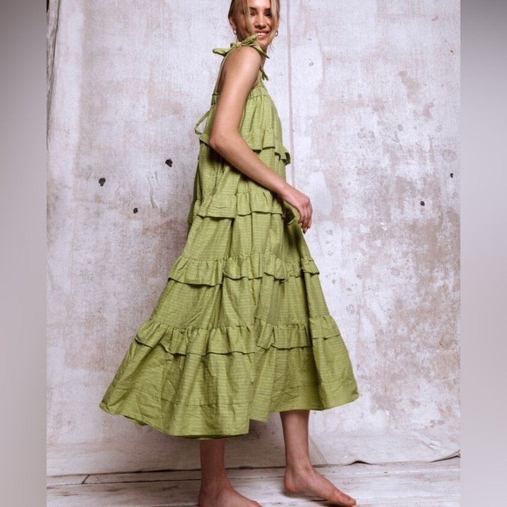 Green Tiered maxi Dress
